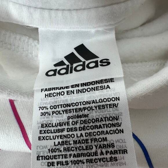 Adidas Girls Multicolor 3-Stripe Fleece Pullover Hoodie White XL (16) - Picture 6 of 8